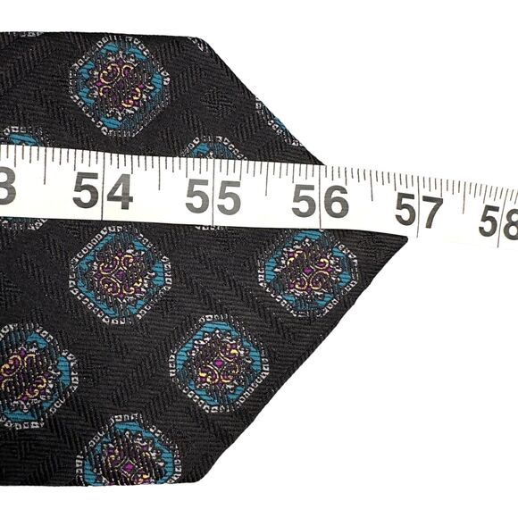 Albert Nipon Mens Necktie Patterned Multicolor Medallion 100% Silk 57 inches - Picture 10 of 11
